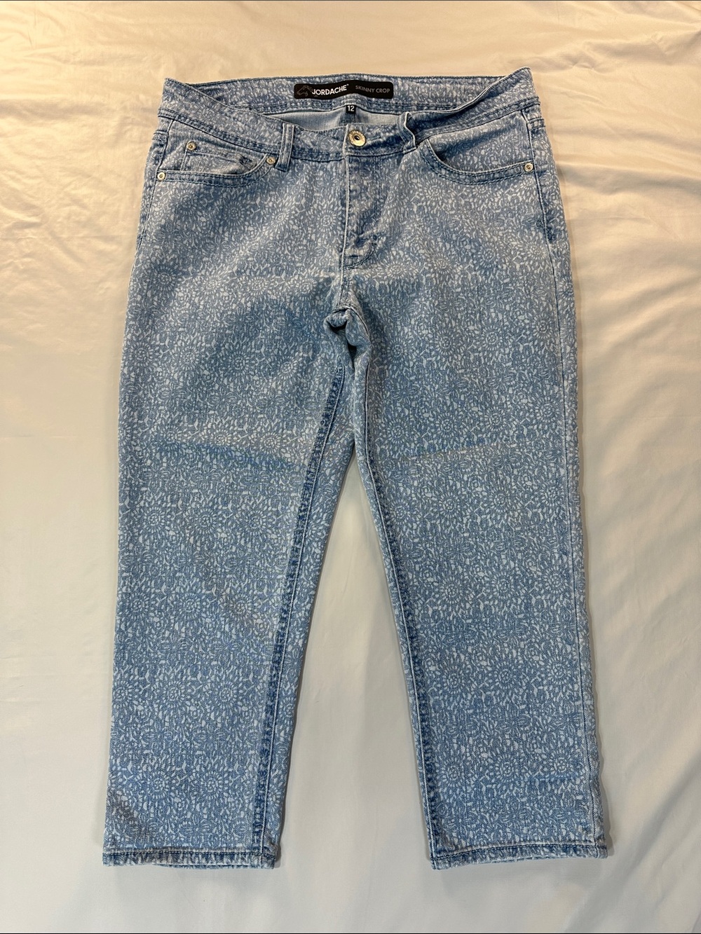 Jordache Blue Printed Ankle Jeans skinny crop size 12